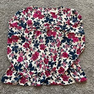 LOFT Pink and Blue Floral Blouse - size L